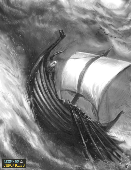 Viking Warrior Ship Riding the Storm