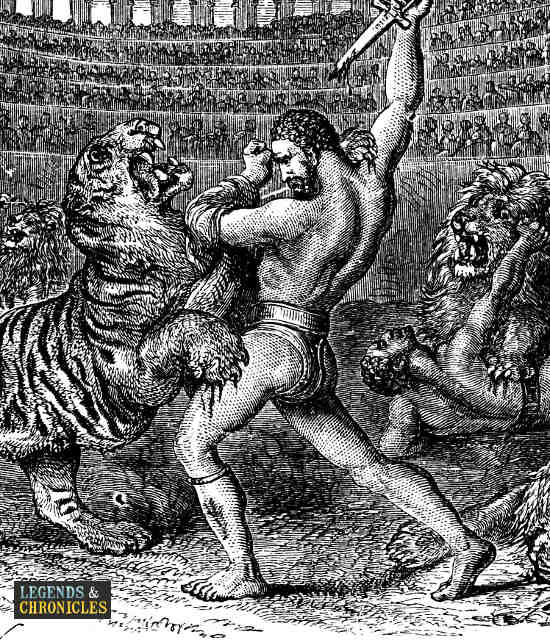 Gladiator Warrior Fighting the Big Cats